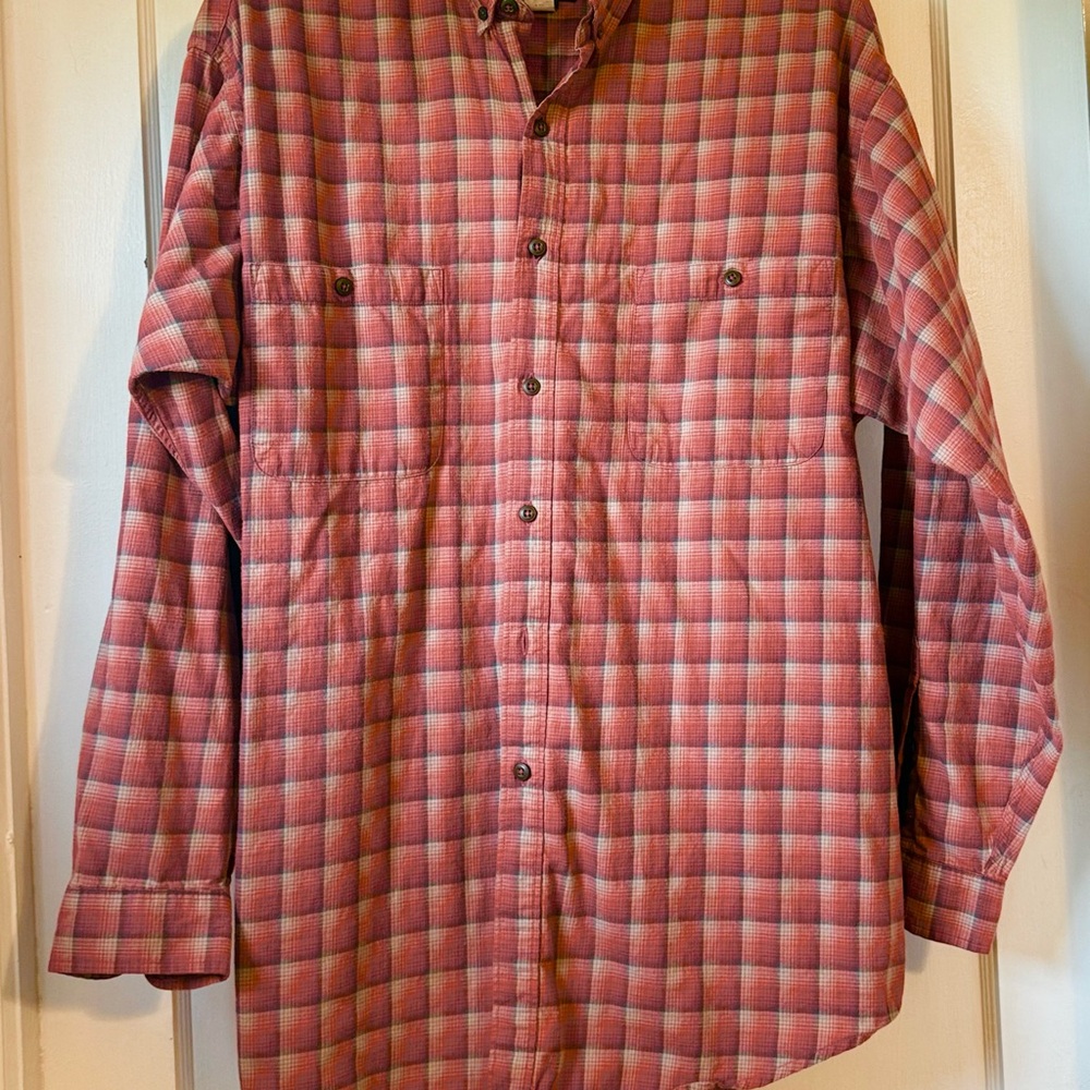 Patagonia burnt Orange Plaid Organic Cotton button down Shirt- very warm-Size XL - Picture 4 of 4